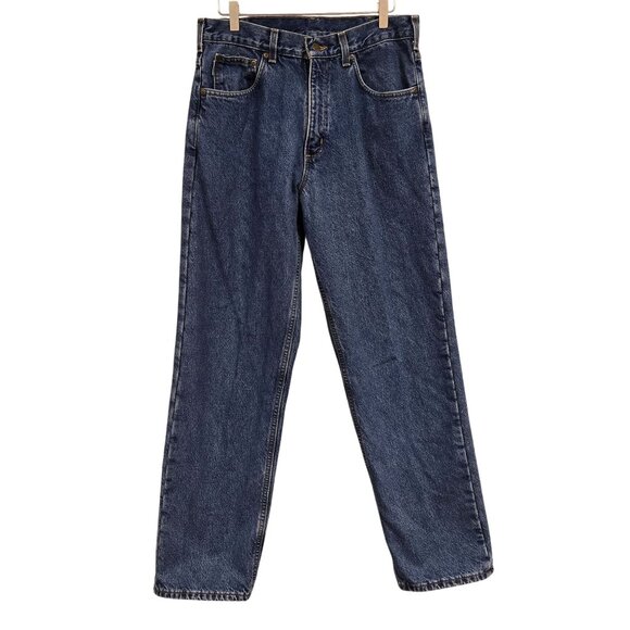 Carhartt Mens 36 Blue Denim Flannel Lined Relaxed Fit Jeans 8172 Made In USA - Picture 1 of 16